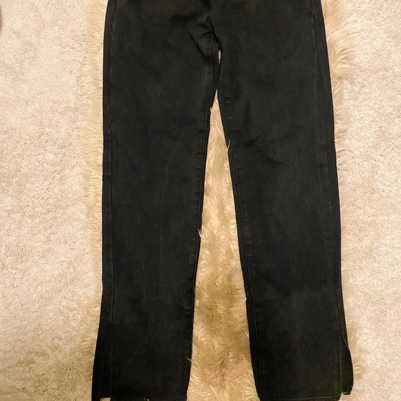 Black Straight Leg Split Detail jeans - Picture 3 of 4